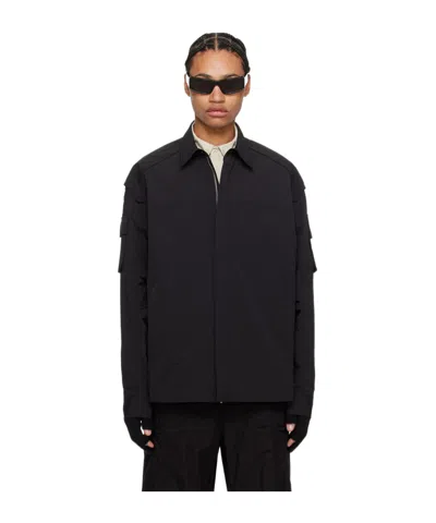 Juunj Lapel Curved Shirt Hem In Black