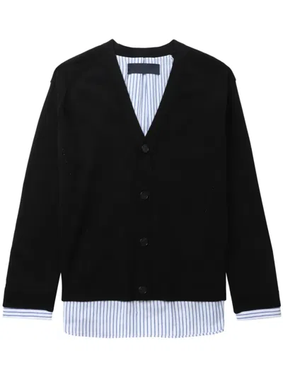 Juunj Layered Knitted Cardigan In Black