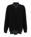 Juunj Check Shirts Layered V-neck Sweater In Black