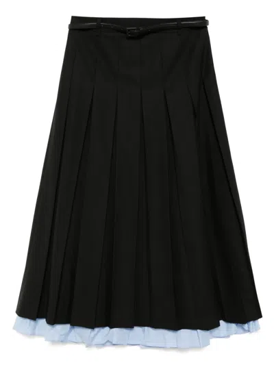 Juunj Faltenrock Im Layering-look In Schwarz