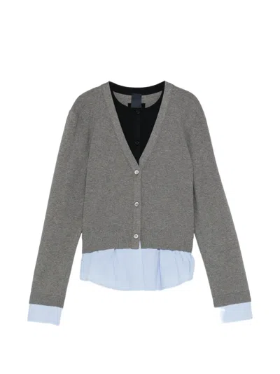 Juunj Layered V-neck Cardigan In 그레이