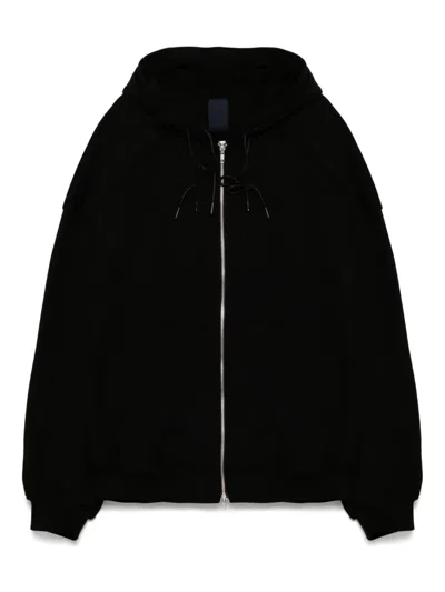 Juunj Layered Zip-up Hoodie In Black