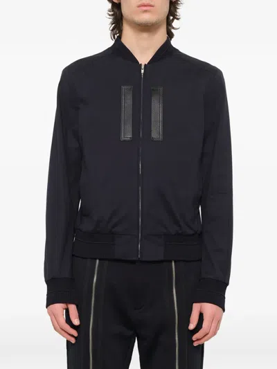 Juunj Leather-patch Bomber Jacket In Blue