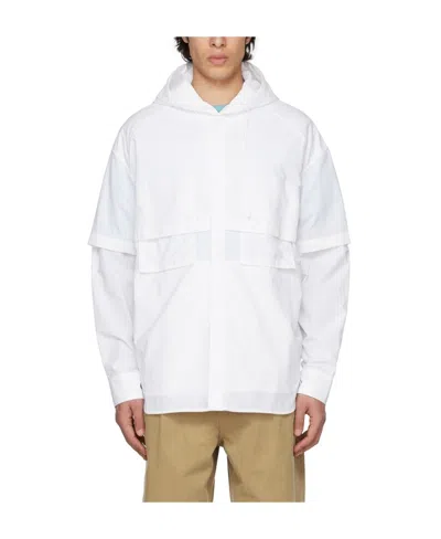 Juunj Logo Hooded Casual Jacket In White