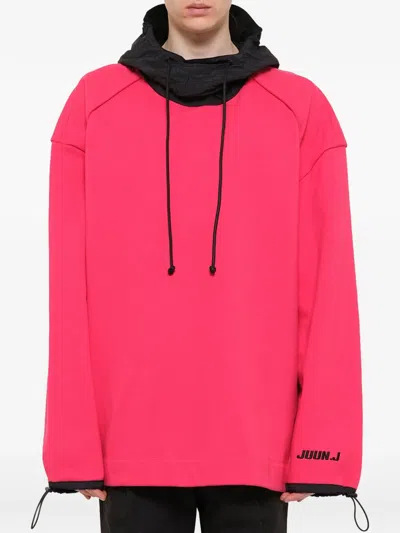 Juunj Logo-print Drawstring-cuff Hoodie In Pink