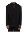 Juunj Black Wool Nylon Strap Blazer In Black