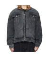 Juunj Gray Zipper Trucker Denim Jacket In Black