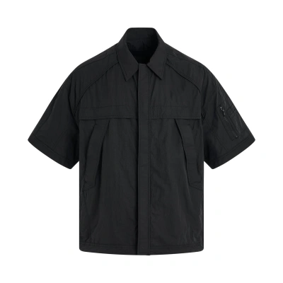 Juunj Military Short-sleeve Zip-up Shirt In Black