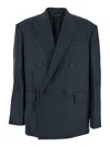 Juunj Double-breasted Wool Blazer In Gray