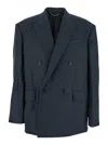 Juunj Double-breasted Wool Blazer In Green
