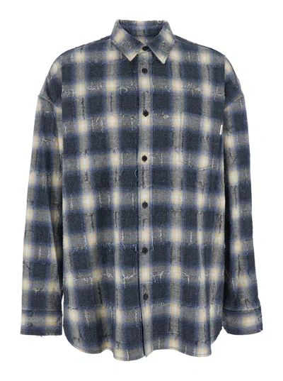 Juunj Multicolor Shirt With Classic Collar And All-over Check Motif In Cotton Man