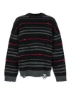 Juunj Multicolor Striped Sweater With Used Effect In Multicolor