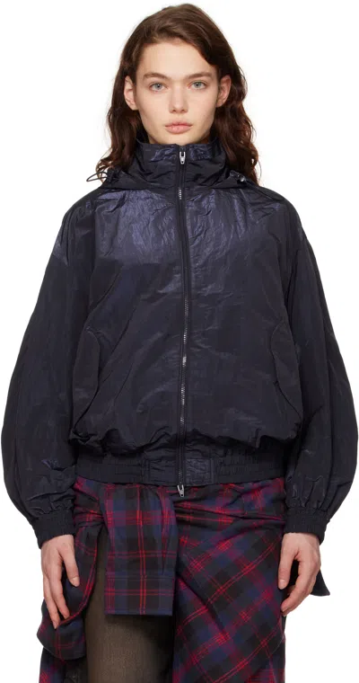 Juunj Navy Crinkled Trainer Jacket In Navy R