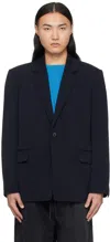 Juunj Navy Notched Lapel Blazer In R Navy