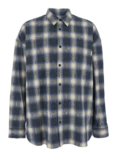 JUUNJ MULTICOLOR SHIRT WITH CLASSIC COLLAR AND ALL-OVER CHECK MOTIF IN COTTON MAN