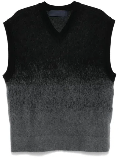 Juunj Black & Gray Gradient Vest In 4 Ash