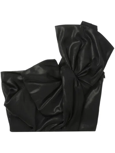 Juunj One-shoulder Crop Top In Black