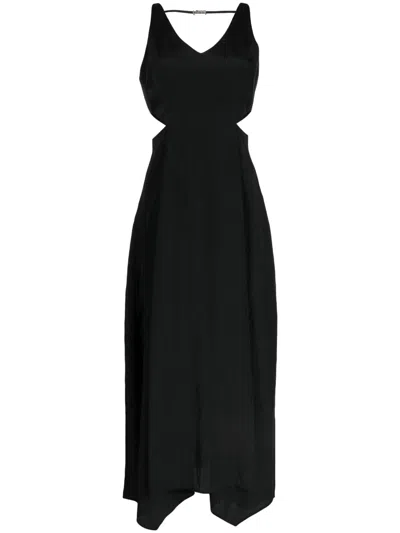 Juunj Open-side V-neck Dress In Schwarz