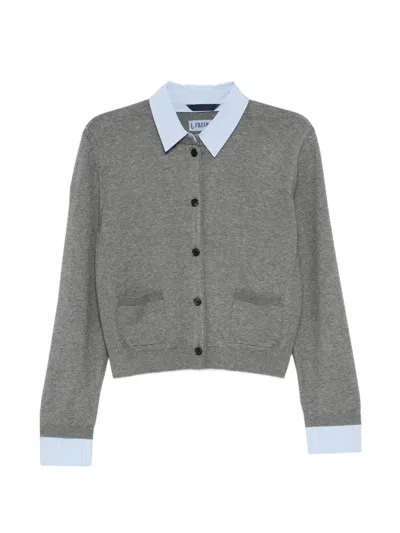 Juunj Panelled Button Cardigan In Gray