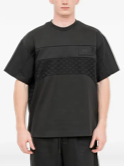 Juunj Panelled Logo-embossed T-shirt In Black