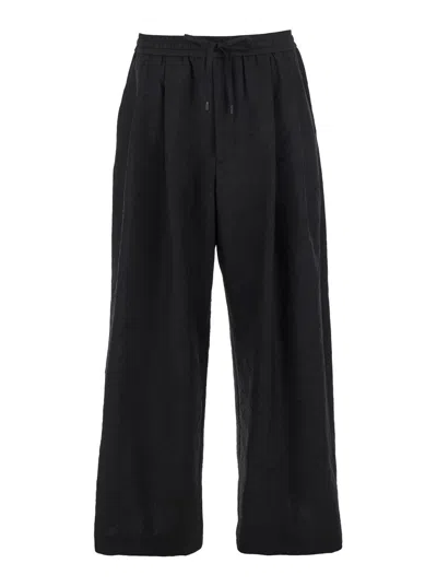 JUUNJ BLACK PANTS WITH ELASTIC DRAWSTRING IN WOOL BLEND MAN