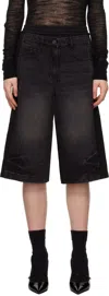 Juunj Patched Jersey Denim Shorts In Black