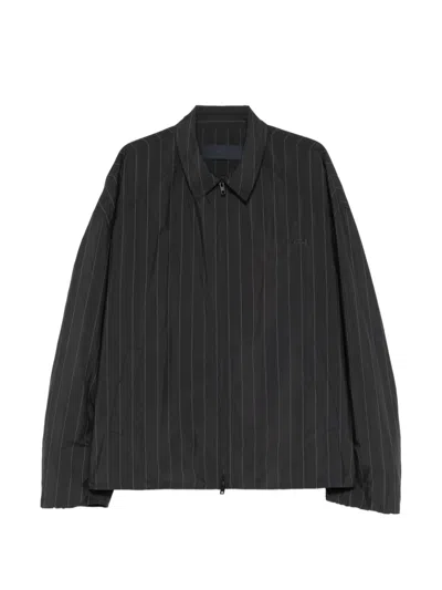 Juunj Pinstriped Zip Jacket In Black
