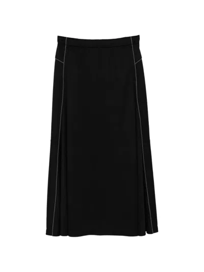 Juunj Piped-trim Midi Skirt In Black