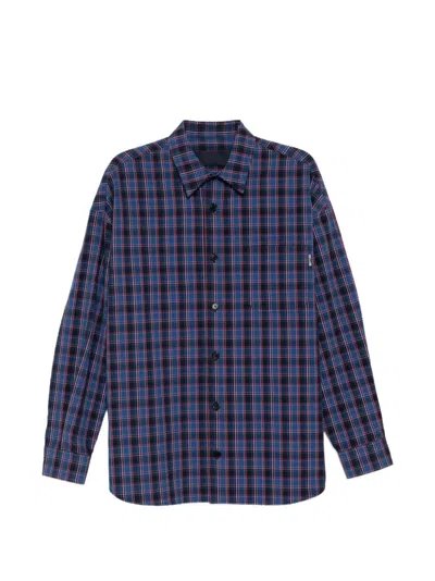 Juunj Plaid Seersucker Shirt In Blue
