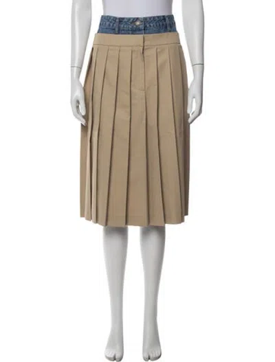 Pre-owned Juunj Pleated Accents Midi Length Skirt In Neutrals