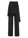 Juunj Pleated Overlay-skirt Detail Straight Trousers In Black