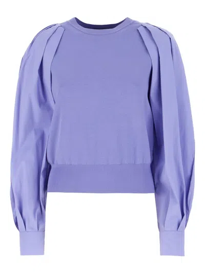 Juunj Pleated-sleeve Top In Purple