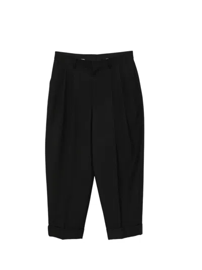 Juunj Pleated Turn-up Trousers In Black