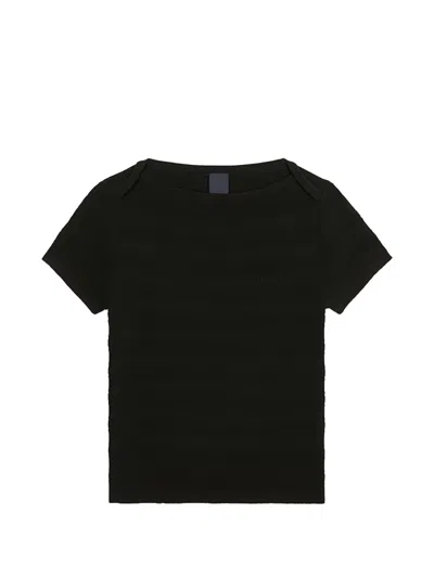 Juunj Ribbed Boat-neck T-shirt In Black