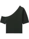 Juunj Ribbed-knit One-shoulder Top In Green
