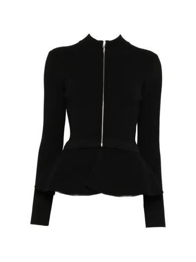 Juunj Ribbed Peplum Cardigan In Black