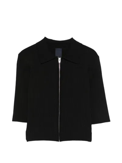 Juunj Ribbed Zipped Cardigan In Black
