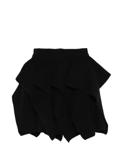 Juunj Ruffled Ribbed-knit Sweater In Black