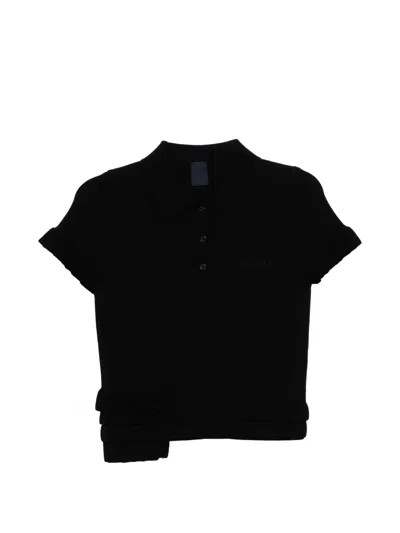 Juunj Ruffled-trim Polo Shirt In Black