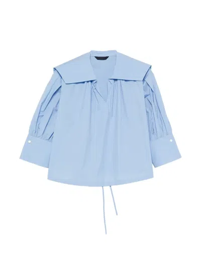 Juunj Sailor-collar Drawstring Blouse In Blue