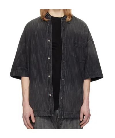 Juunj Short Sleeve Denim Shirt In Black