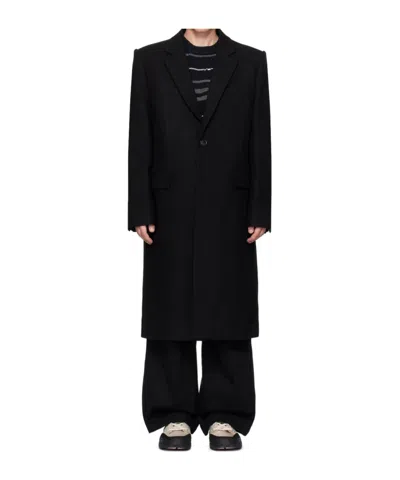 Juunj Single-breasted Long-sleeve Coat In Black