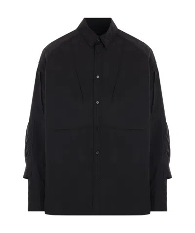 Juunj Sleeve-pocket Classic-collar Shirt In Black