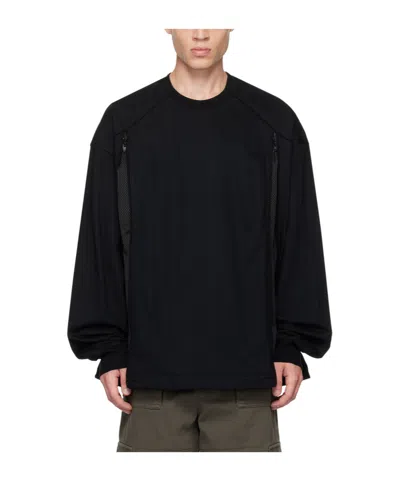 Juunj Splice Round Neck Sweater In Black