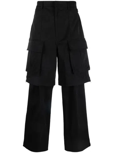 Juunj Straight-leg Cargo Trousers In Schwarz