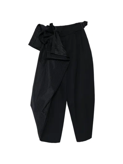 Juunj Stripe Paneled Trousers In Black
