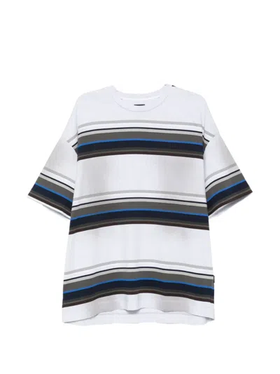 Juunj Striped Cotton T-shirt In Gray