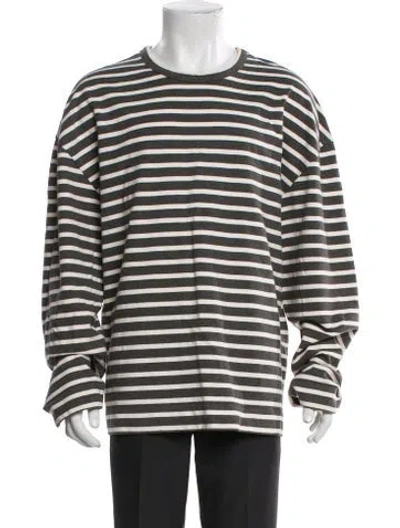 Pre-owned Juunj Striped Crew Neck Sweatshirt In Gray