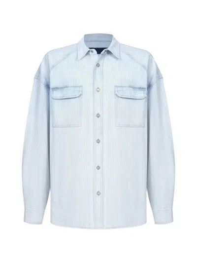 Juunj Striped Drop-shoulder Shirt In Blue