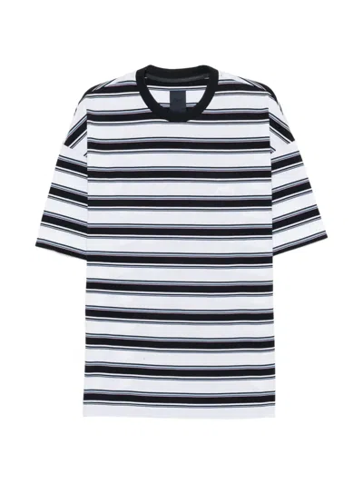 Juunj Striped Logo-embroidered T-shirt In White